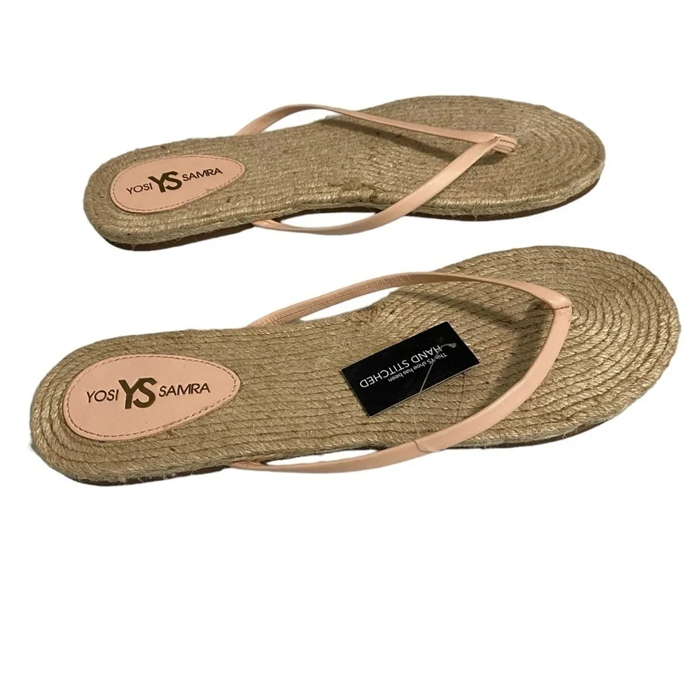 YOSI SAMRA -‎ SIZE 10 - NWT - HANDSTITCHED JUTE ROPE - HAS PINK T-STRAP - S7